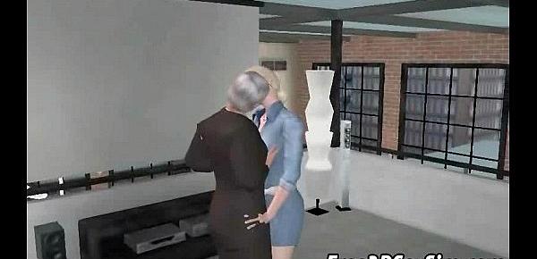  Foxy 3D cartoon blonde getting fucked by an old man